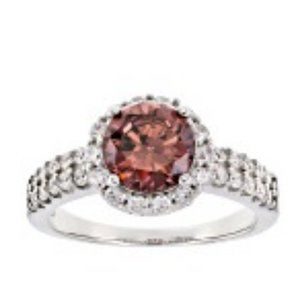 Pink Tourmaline & Wht. Diamond Simulant Ring Sz 10